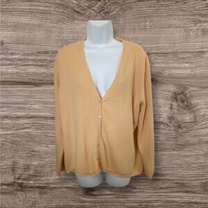 Pullaround Camel Tan Button Down Cardigan Cashmere Sweater Long Sleeve V-Neck L